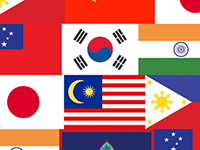 Flags of Asian American countries