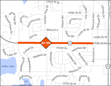 County Highway 42 project map.