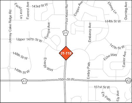 County Road 31 at Upper 147th Street project map.