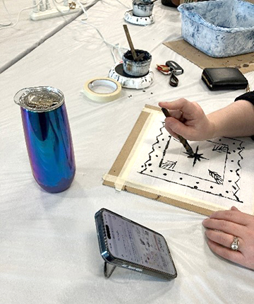 Closeup of teen art project.