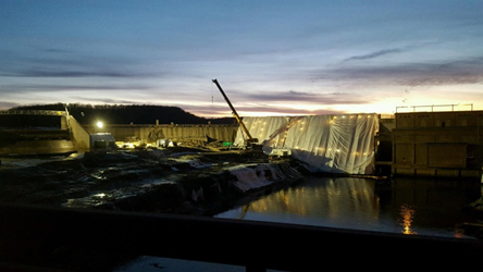 Lake Byllesby Dam at night