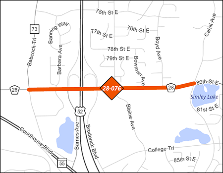 County Road 28 project map.