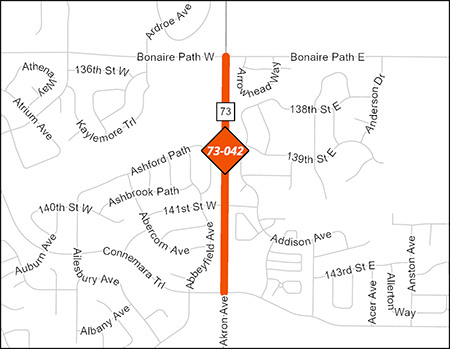 County Road 73 project map.