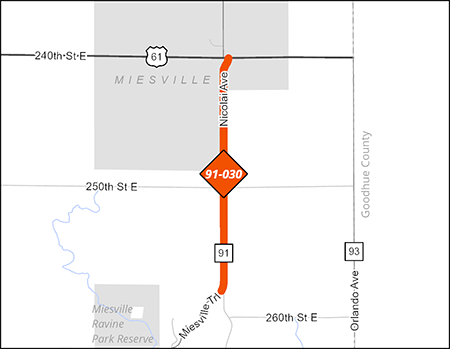 County Road 91 project map. 