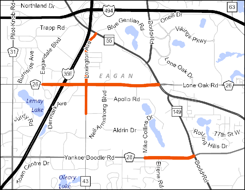 Eagan Twin-Trailer Route Map