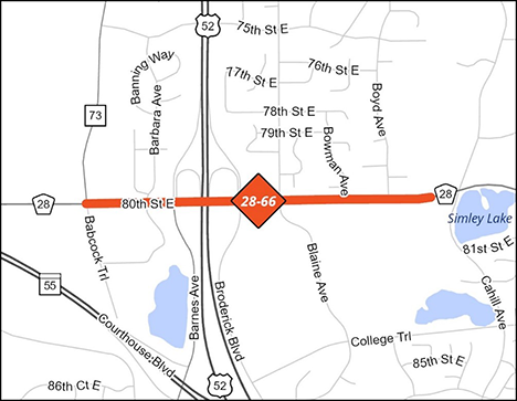 County Road 28 project map.