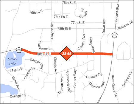 County Road 28 project map.