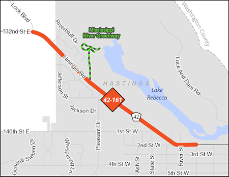 County Road 42 and Mississippi River Greenway project map