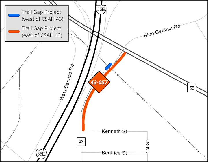 County Road 43 project map. 