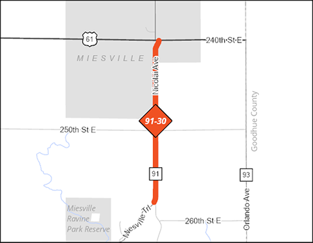 County Road 91 project map.