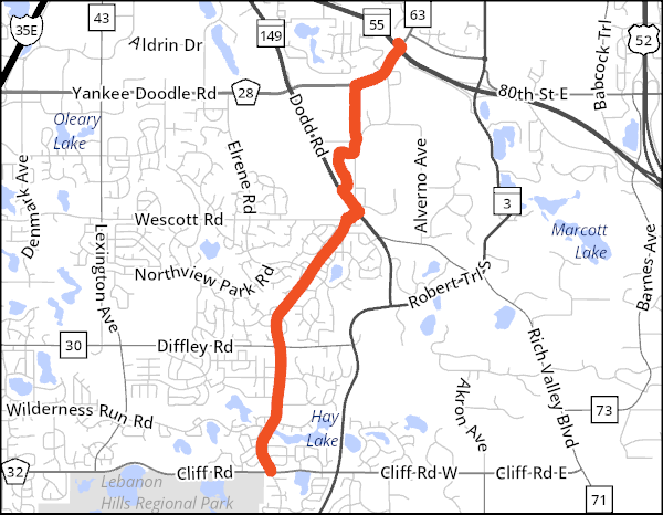 Mendota-Lebanon Hills Greenway project map