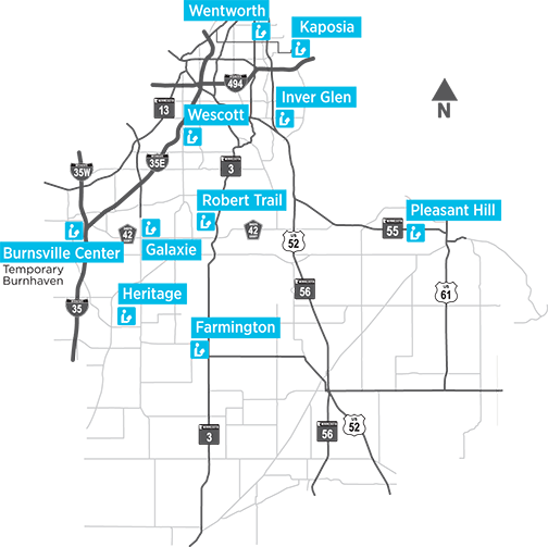 Temporary Library locations map showing all 10 locations.