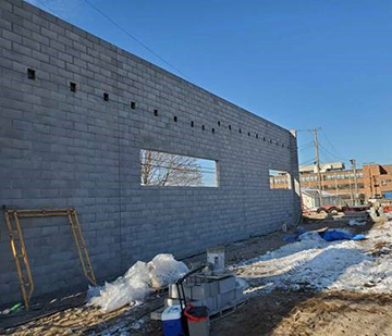 Concrete wall at new South St. Paul Library.