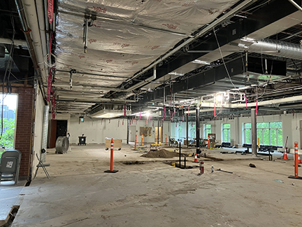 Another view of current construction progress within Wentworth Library.