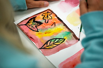 Close up of water color artwork.