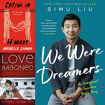Book covers of Asian American voices.