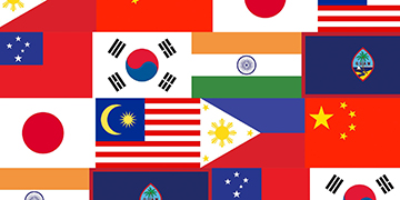 Collage of flags from Asian countries.