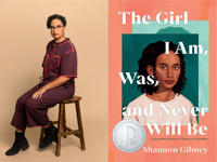 Author Shannon Gibney and the book cover to "The Girl I Am, Was and Never Will Be."