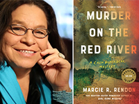 Author Marcie Rendon and book cover of "Murder on the Red RIver."
