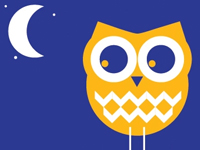 Illustration of an owl and the moon.