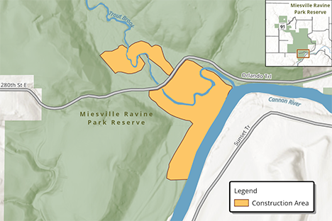 Map showing construction area of site improvement project.