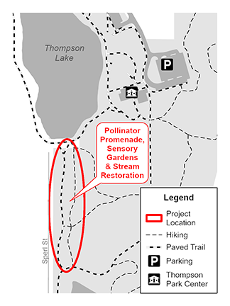Project map showing the promenade south of Thompson Lake.