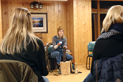 Buckthorn spoon carving class at Camp Sacajawea.