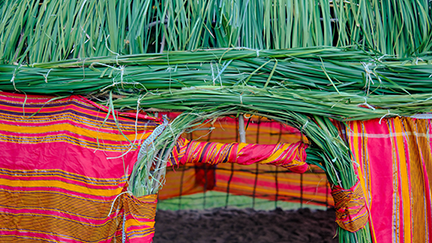 Closeup of a weaved structure.