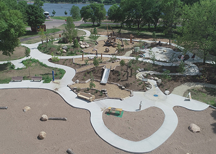Aerial view of Lake Byllesby Splash Pad.
