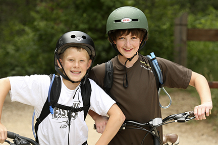 Teen mountain bikers