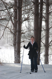 Woman cross-country skiing at Lebanon Hills Regional Park.