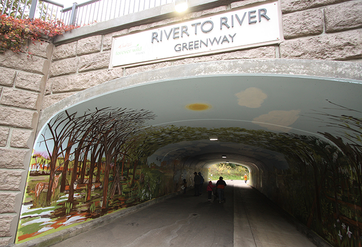 River to River Greenway tunnel mural.