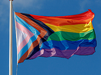 A waving Pride flag.